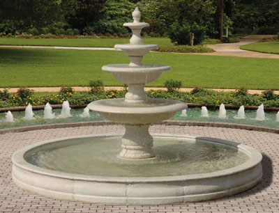  Garden Fountain, Cast Stone, Large Outdoor Garden Fountain with Pool-Pond